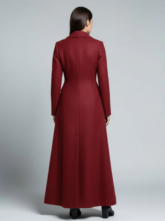 Maxi-Wollmantel in voller Länge mit breitem Retro-Kragen für Damen 2025