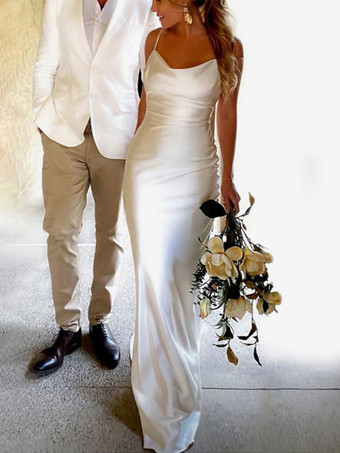 シンプルなウェディングドレスマーメイドストラップレスノースリーブプリーツ45センチメートルブライダルドレス