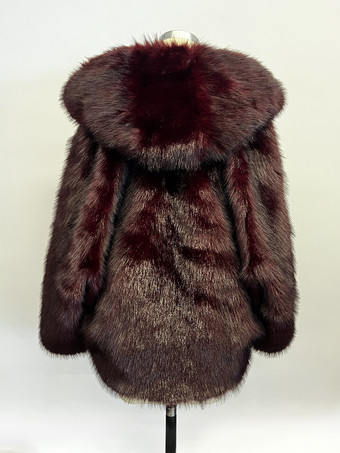 フード付きフェイクファーコート ハイローデザイン 冬用ジャケット レディース 2025