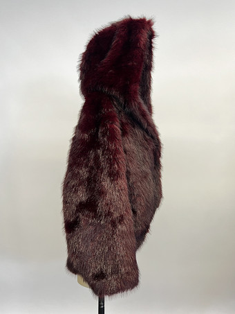 フード付きフェイクファーコート ハイローデザイン 冬用ジャケット レディース 2025