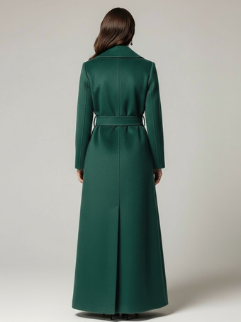 ベルト付きウールのフルレングスマキシコート（ワイドショールカラー）レディース 2025