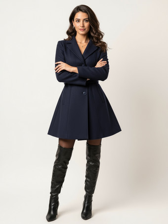 2025年レディース向けベルト付きレッドウールブレンドフレアコート