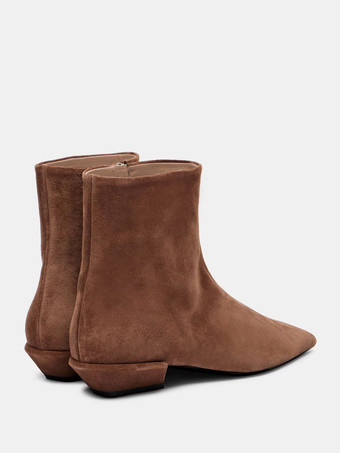 スエードアンクルブーツ レディース スクエアトゥ チャンキーヒール ブーティ