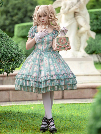 Robe Lolita douce Robe à manches courtes en polyester Robe Lolita