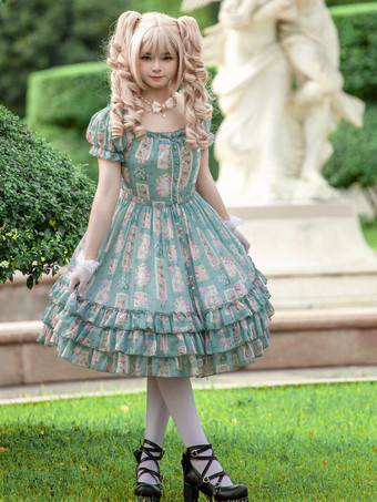 Robe Lolita douce Robe à manches courtes en polyester Robe Lolita