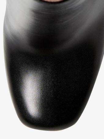 ブラック プラットフォーム アンクルブーツ ラウンドトゥ ハイヒール ブーティ