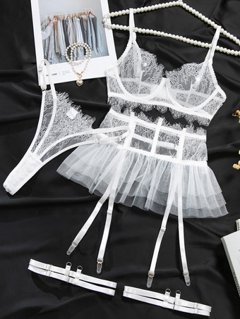Bridal Lingerie Lace White 4-Piece Bra Panty Sets