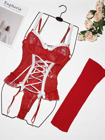 Sexy Christmas Costumes Women's Two-Tone Teddies