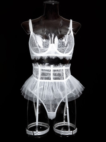 Bridal Lingerie Lace White 4-Piece Bra Panty Sets