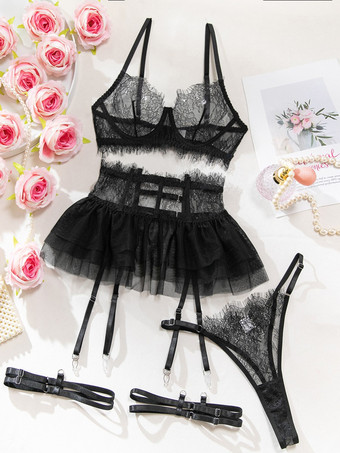 Bridal Lingerie Lace White 4-Piece Bra Panty Sets