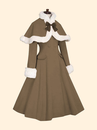 オリーブカラーロリータコート甘いオリーブバタフライオーバーコートマント ロリータアウター