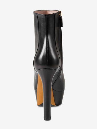 ブラック プラットフォーム アンクルブーツ ラウンドトゥ ハイヒール ブーティ