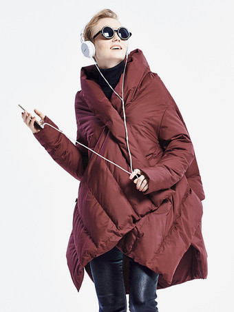 ワインレッド レディース ダウンジャケット イレギュラーダックダウン