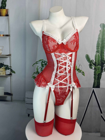 Sexy Christmas Costumes Women's Two-Tone Teddies