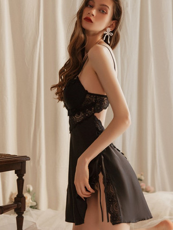 Babydolls Lingerie Sexy Beige Lace Polyester Sexy Sleepwear