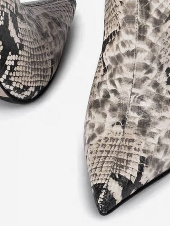 レディースニーハイブーツ スネーク柄 ポインテッドトゥ ハイヒールブーツ