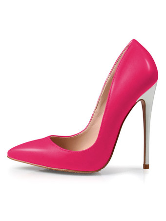 ローズレッドハイヒール ポインテッドトゥ パンプス PU イエロー 10cm セクシーハイヒール スリップオン ピンヒール シューズ バイカラー 結婚式 二次会 通勤用 仕事 キャバ 卒園式 卒園式 ハイヒールシューズ レディース靴