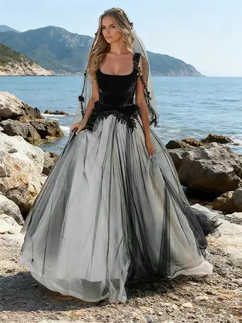 black elegant dress for women Velvi - Yvette Corset Gown - - Final Sale Black Formal Graduation Evening Size:14W munak Embellished Cowl Neck Maxi