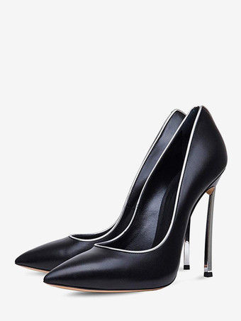 ブラック ハイヒール ポインテッドトゥ パンプス PU ホワイト 12cm スリップオン ピンヒール シューズ 無地 ハイヒールシューズ 結婚式 二次会 通勤用 仕事 キャバ 卒園式 卒園式 レディース靴