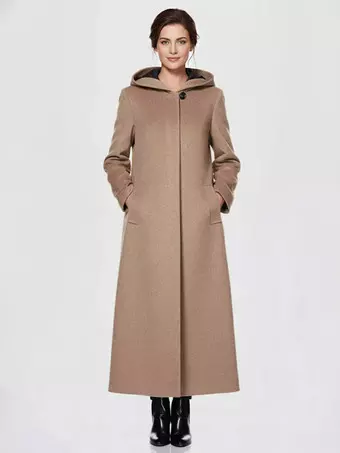 Women Wrap Coat Hooded Warmth Full Length Winter Maxi Wool Blend