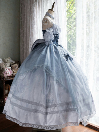 フェアリーロリータドレス スパゲッティホルターコルセット フロアレングス レースロリータドレス