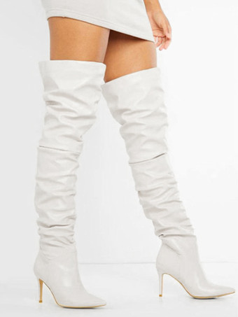 レディース スラウチ サイ ハイヒール ブーツ