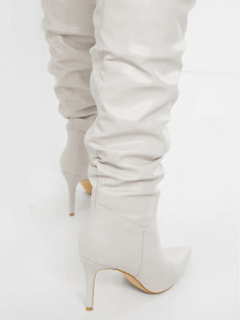 レディース スラウチ サイ ハイヒール ブーツ