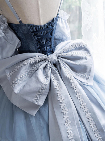 フェアリーロリータドレス スパゲッティホルターコルセット フロアレングス レースロリータドレス