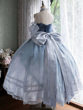 フェアリーロリータドレス スパゲッティホルターコルセット フロアレングス レースロリータドレス