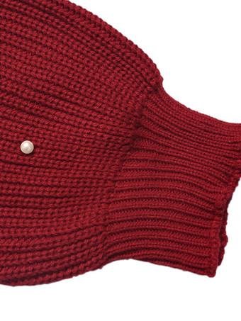 Vネックとバルーンスリーブのクリスマスレッドカーディガン（レディース用、2025年）