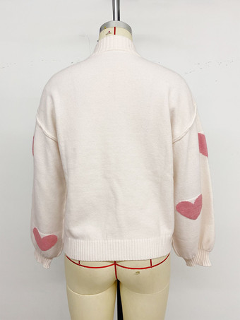 モックネックとバルーンスリーブのスイートハートニットセーター（レディース 2026）