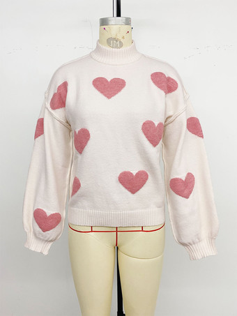 モックネックとバルーンスリーブのスイートハートニットセーター（レディース 2026）