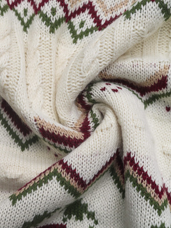 2026年レディース向けタートルネック幾何学模様ニットセーター