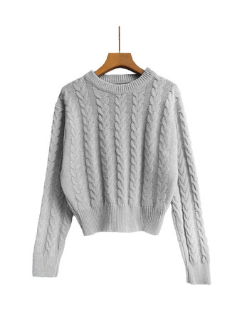 女性プルオーバーセーターベビーブルージュエルネックロングスリーブコットンセーター