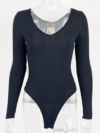 ボディスーツエクリュホワイト長袖バトーネックパイピングストレッチセクシーコットントップス女性用