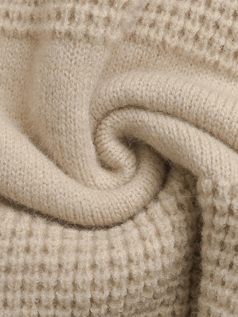 レディース プルオーバー セーター シャンパン カットアウト ターンダウンカラー 長袖 アクリル セーター