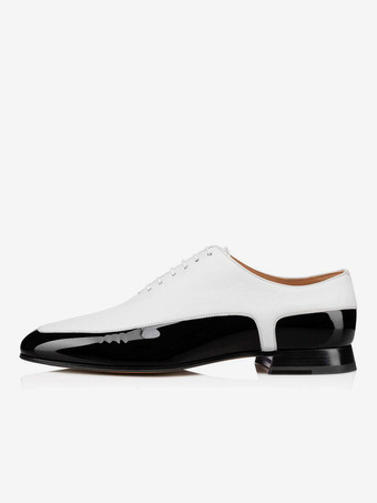 Vestido para hombre Oxfords Zapatos de boda para fiesta de graduación de charol blanco y negro