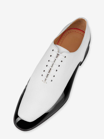 Vestido para hombre Oxfords Zapatos de boda para fiesta de graduación de charol blanco y negro