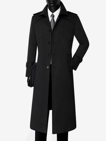 ブラック メンズ シングルブレスト ジャケット ロングコート キャメル ロングライン スリムフィット コート