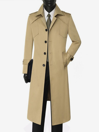 ラクダ色 メンズ シングルブレスト ジャケット ロングコート キャメル ロングライン スリムフィット コート