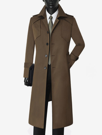 チョコレートメンズ シングルブレスト ジャケット ロングコート キャメル ロングライン スリムフィット コート