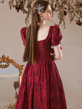 イブニングドレス Aライン 恋人ネック マキシレングス 半袖 レースアップ ジャカード フォーマルディナードレス 無料カスタマイズ