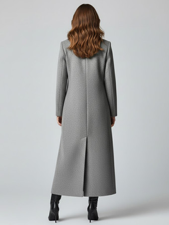 洗練されたストレートカットのマキシダブルブレストウールコート（レディース向け）2025年モデル