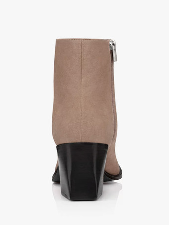 メンズ スエードブーツ ライトブラウン ラウンドトゥ ミッドヒール カジュアルブーツ