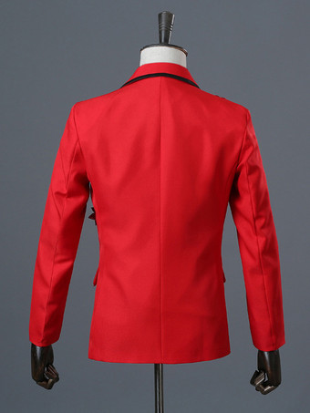 黒のメンズ長袖レトロパフォーマンスコスチューム バーガンディ