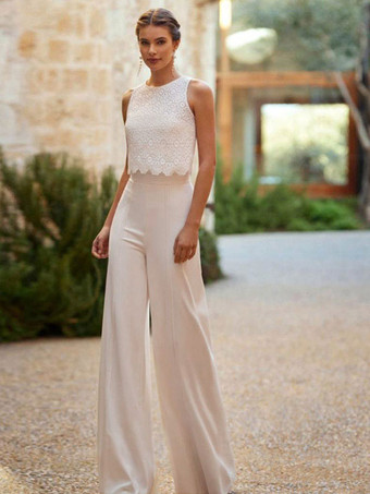 AvorioTute da sposa Abito da sposa in due pezzi smanicato in raso Avorio Abiti da sposa