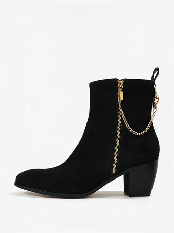 ブラック メンズ アンクル ドレス チェルシーブーツ バーガンディ マイクロスエードアッパー ポインテッドトゥ サイドジッパー開閉 プロムブーツ