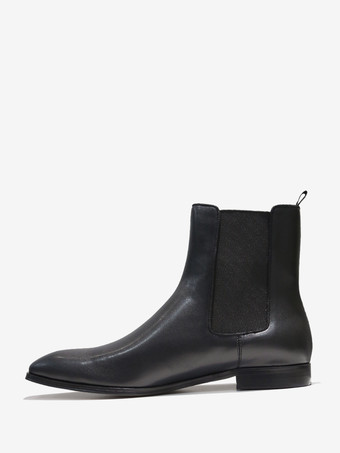 メンズ チェルシーブーツ ブラック プレーン スムース アンクルブーツ