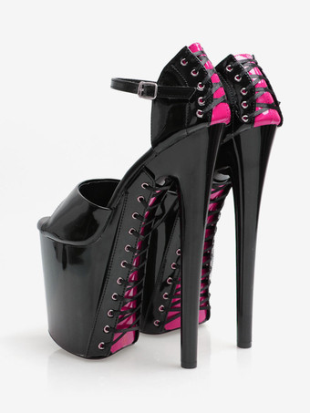 ローズレッドハイヒール セクシー サンダル グラス グリーン PU レザー ラウンド トゥ 3.9 "7.9" セクシーな靴