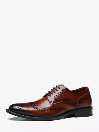 Men\'s Dress Oxfords Lace Up Formal Business Shoes Classic Mens Classic Formal Oxford Lace-up Faux Patent Leather Shoe  main image 3
